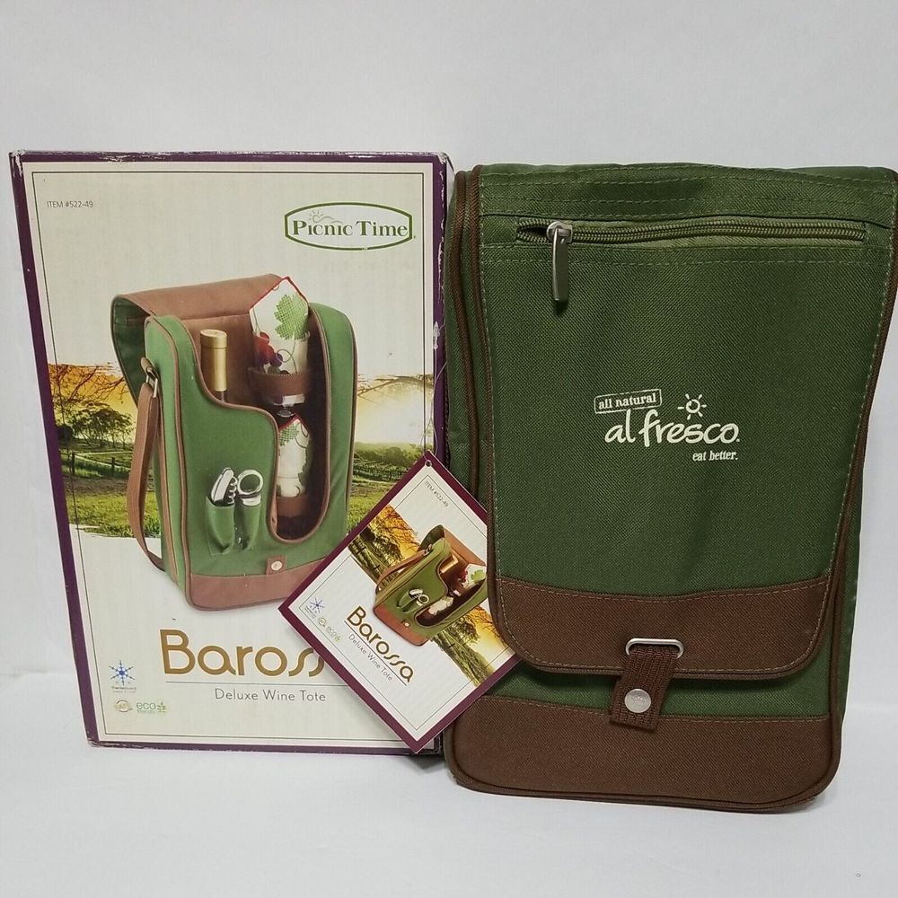 Picnic Time Barossa Deluxe Tote‎ Green Insulated Wine Cooler